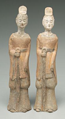 Two Chinese pottery figures: gray clay