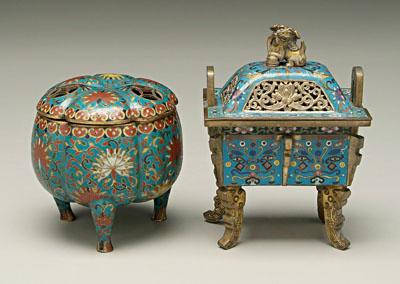 Two Chinese cloisonn eacute censers  92323