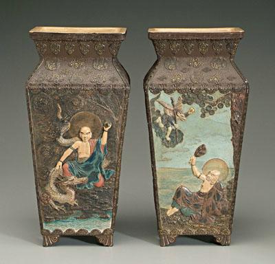 Two Japanese ceramic vases: footed