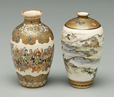 Two Japanese satsuma vases one 9232d