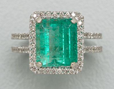 Emerald and diamond ring, central