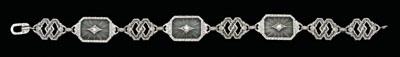 Rock crystal, diamond bracelet, three