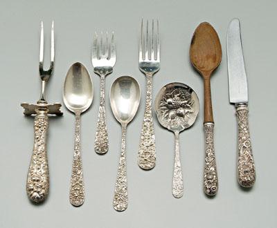 Repouss eacute sterling flatware  92354