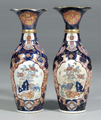 Pair Imari style floor vases: flared
