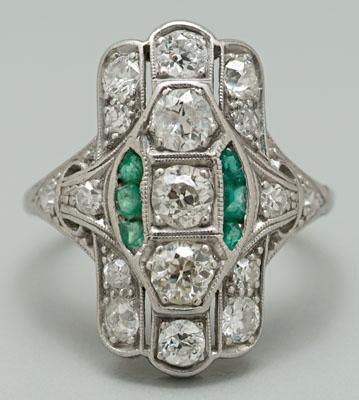 Antique diamond, emerald ring,