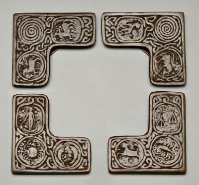 Set of Tiffany bronze blotter corners: