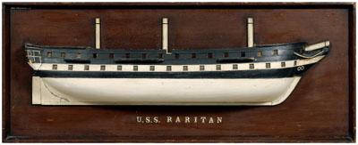 Boat half model, USS Raritan, three-masted