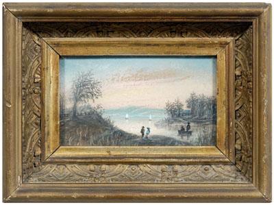 Miniature Hudson River pastel,