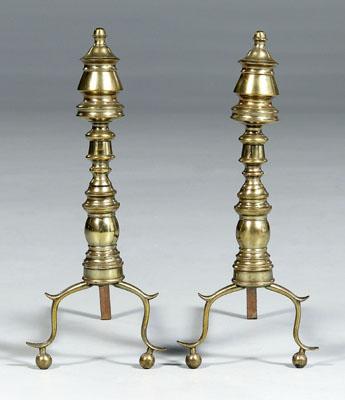 Pair Classical brass andirons: