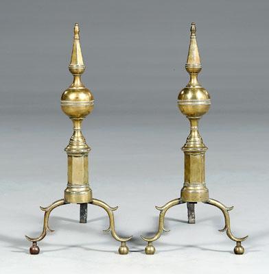 Pair Federal andirons octagonal 92072