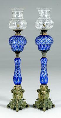 Pair cobalt cut to clear lamps  9207e