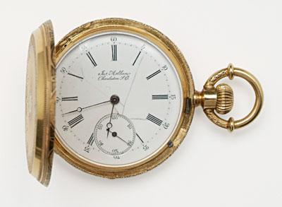 Charleston gold pocket watch, enameled