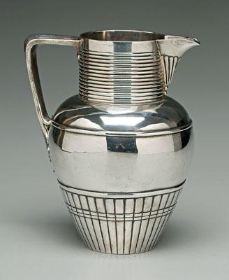 Sterling water pitcher, urn form,