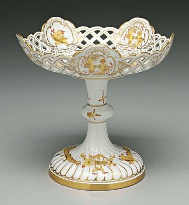 Meissen porcelain tazza, hand decorated