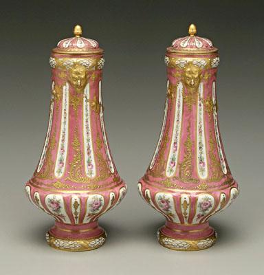Pair S&egrave;vres style lidded
