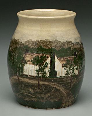 Hilton Pottery scenic vase, decorated