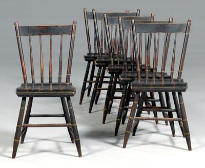 Set of six Masonic Windsor chairs: each