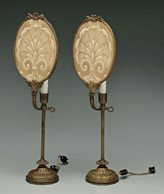 Pair brass boudoir lamps circular 9211e