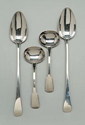 Four pieces English silver flatware  92153