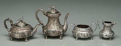 English silver tea service: thistle