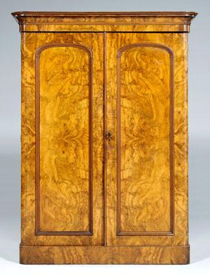 Victorian burlwood fitted armoire, highly