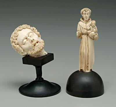 Two carved ivory religious figures  92174