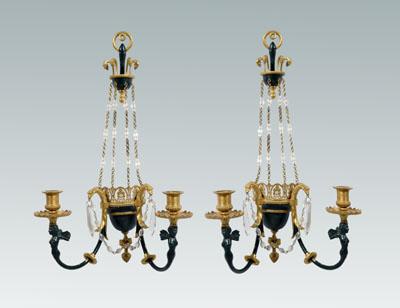 Pair Empire style sconces, dark