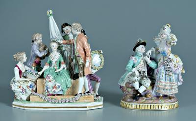 Two porcelain figural groups: one Capo-di-monte