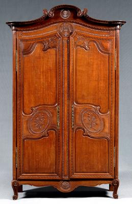 French Provincial carved oak armoire  925b2