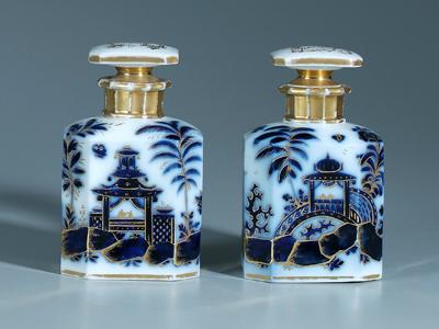 Pair chinoisserie porcelain decanters