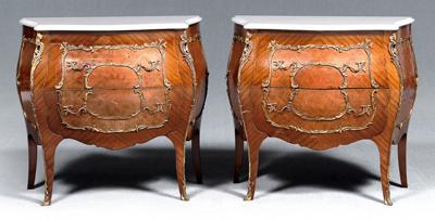 Pair Louis XV style commodes: each