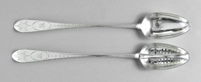 Two Irish silver spoons: one serving