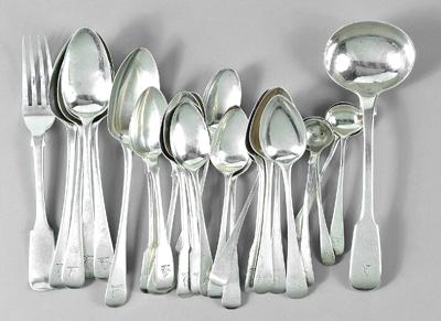 24 pieces English silver flatware: