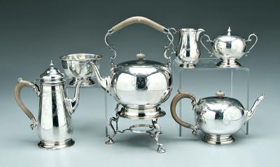 Six piece English silver tea service  9261f