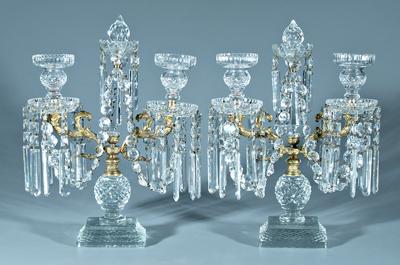 Pair bronze and crystal candelabra  92623