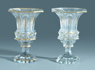 Pair glass urns everted arched 92626