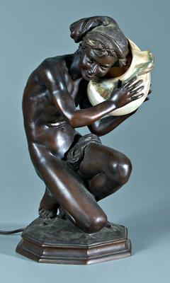Bronze figural lamp youth resting 9263c