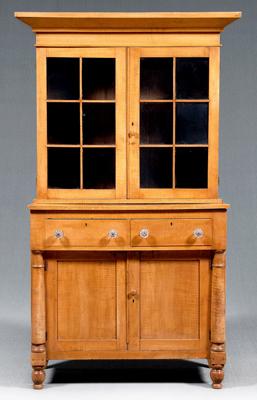 Curly maple step-back cupboard,