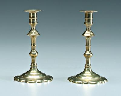 Pair 18th century brass candlesticks: