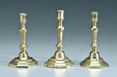 Three 18th century brass candlesticks  9265d