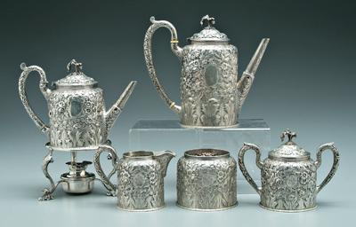 Repouss&eacute; sterling tea service: