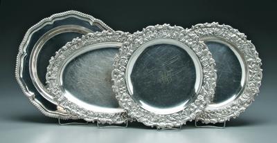 Four Tiffany silver plated trays: