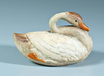 Chalkware swan, 5-3/4 x 8-1/2 x 5 in.