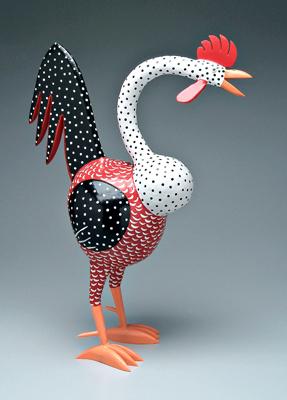 Folk art carved and painted rooster  926eb