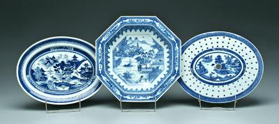 Three Nanking serving pieces, all with