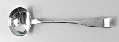 New York coin silver ladle, downturned