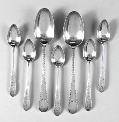 New York coin silver spoons: oval handles