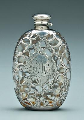 Sterling overlay flask, Whiting,