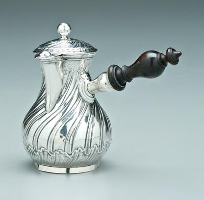 French silver cream pitcher, pear