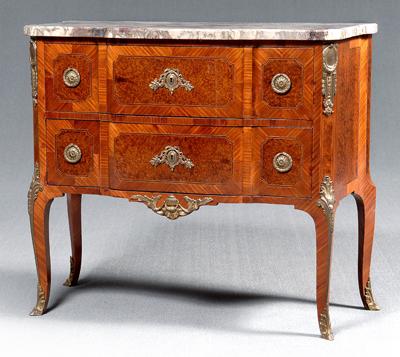 Louis XV style marble top commode,